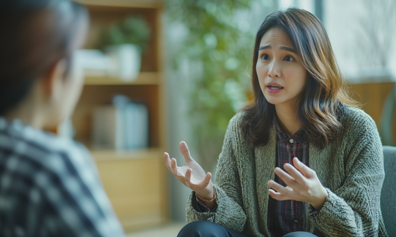 asian lady having counselling session with therapist