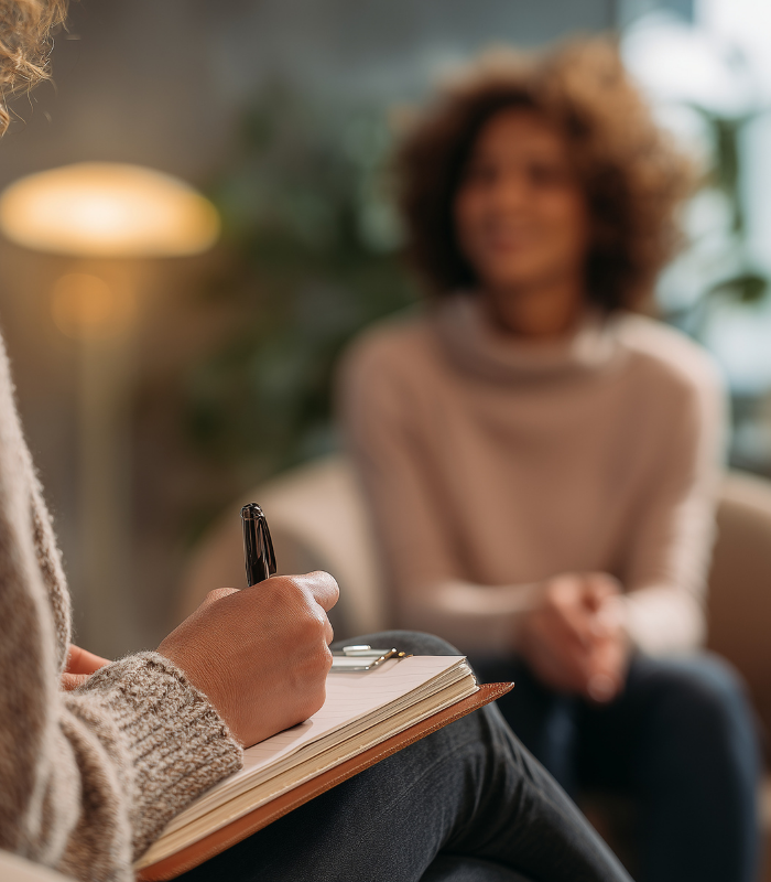counselling and psychotherapy session with woman and therapist
