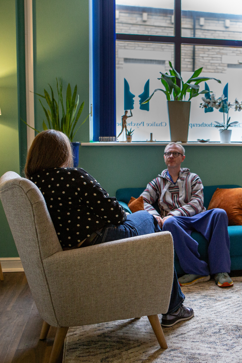 therapy and coaching session in hebden bridge with man and woman